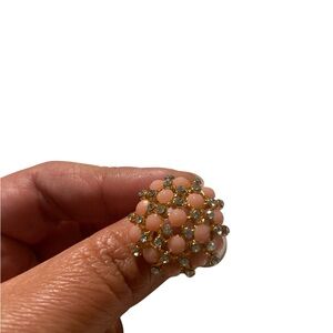 Elegant Gold and Pink Cluster Ring